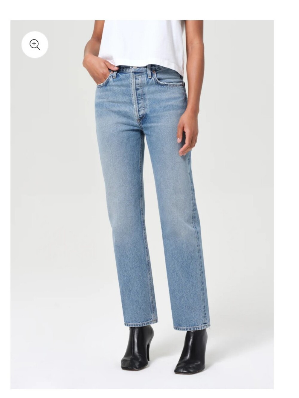 Agolde 90s Pinch Waist Light Blue Distressed High-Rise Straight Jeans
